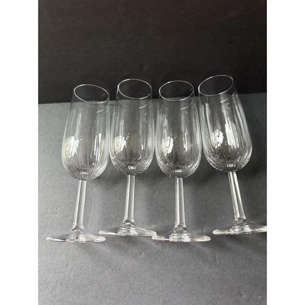 Royal Leerdam Champagne Flute Clear Glass Set (4) Stem Flute Cocktail Barware